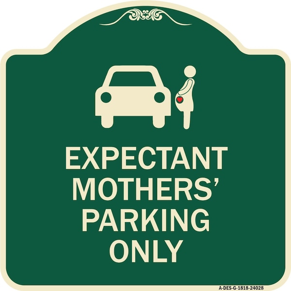 Expectant Mothers Parking W/ Graphic Heavy-Gauge Aluminum Sign, 18" L, 18" H, G-1818-24028